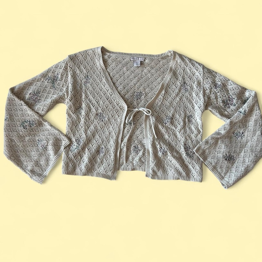 Cream Knit Crop Top Cardigan
